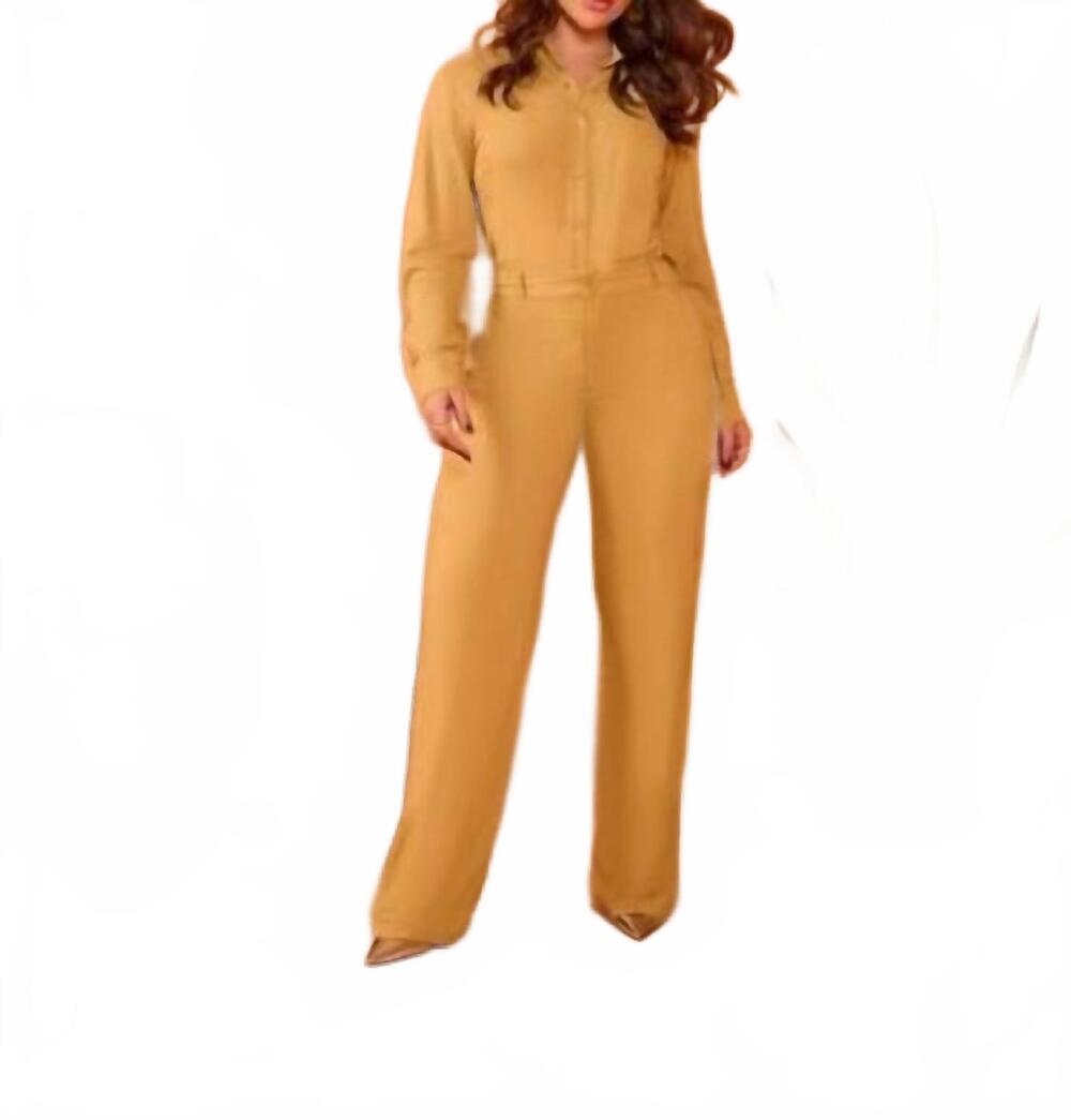 NEW MARA BY TOP LONDON shirt and pant two-piece set in canyon brown